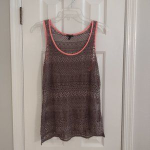 Express Brown Lace Tank w/ neon trim L